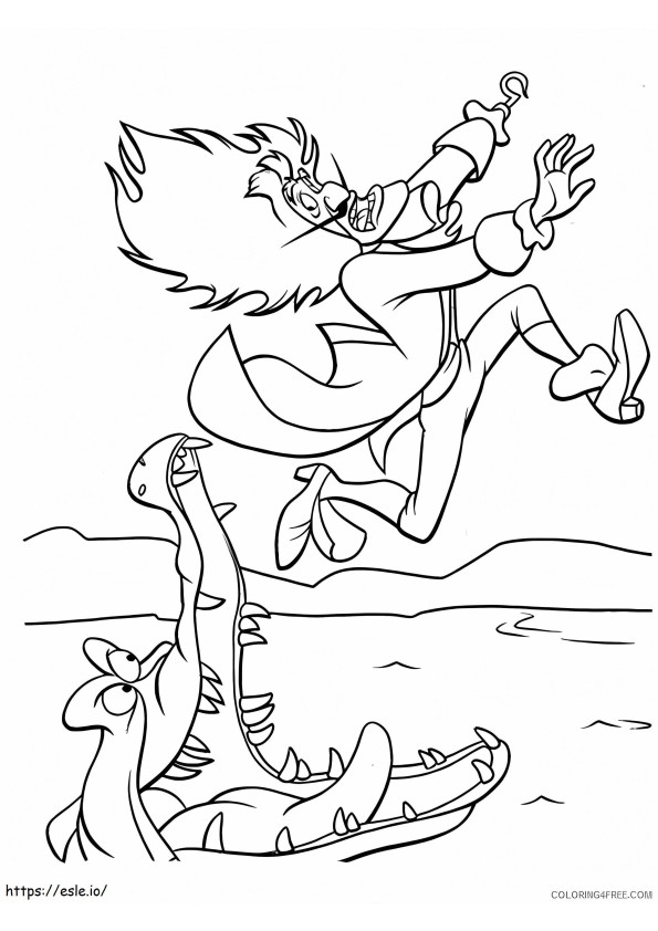 Crocodile Attack Captain Hook coloring page