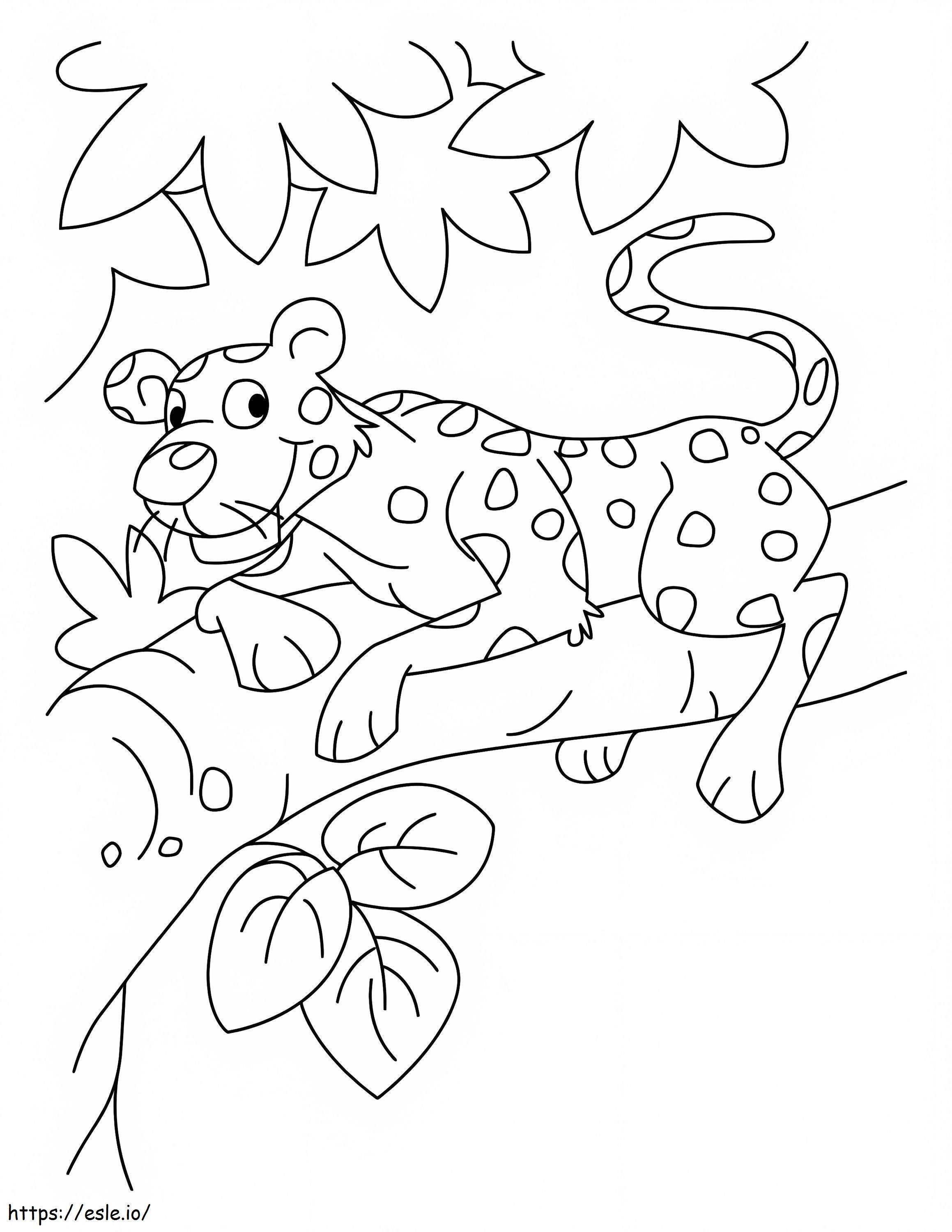 Leopard Lying On Tree Branch coloring page