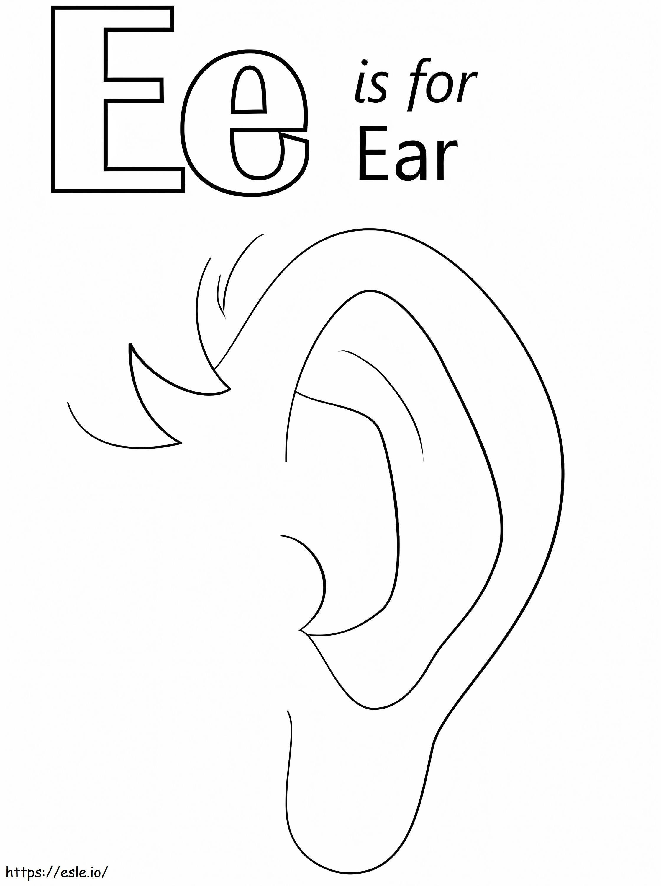 Ear Letter E coloring page
