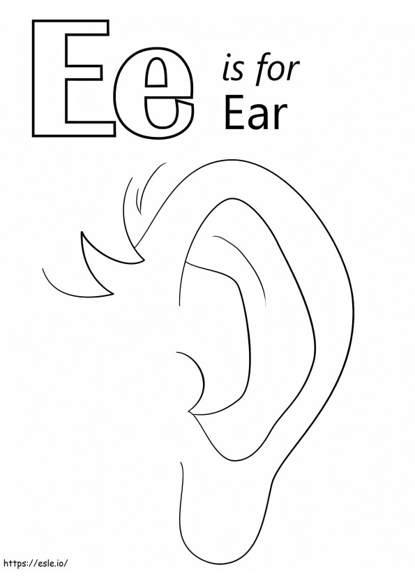 Lettera dell'orecchio E da colorare