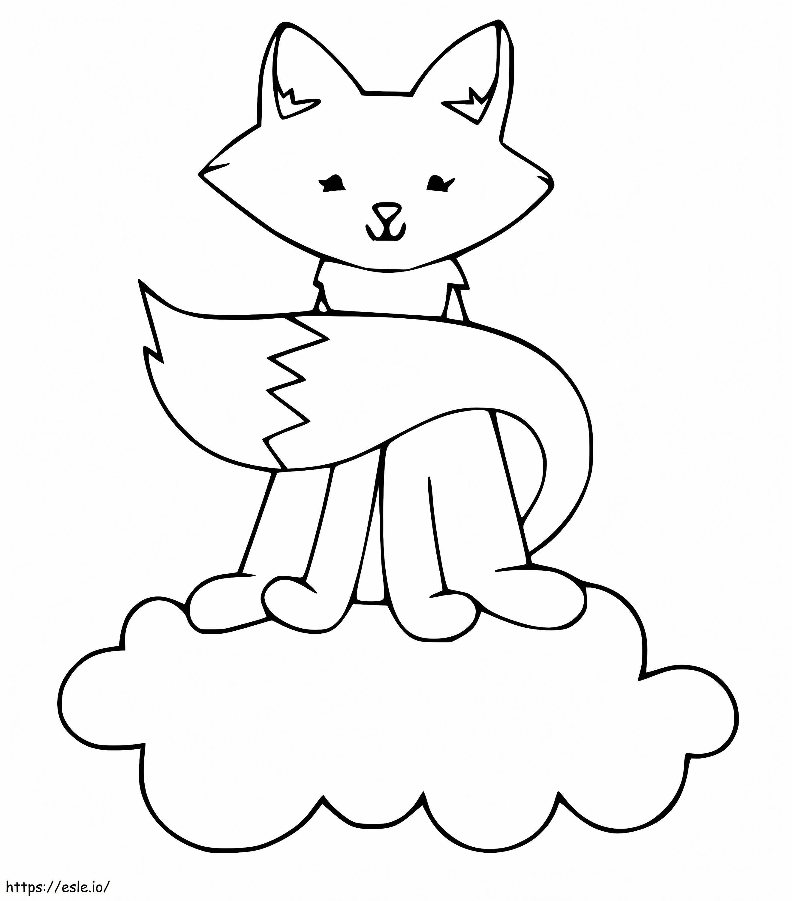 Drăguță Vulpea Pe Nor. Pagina de colorat de colorat