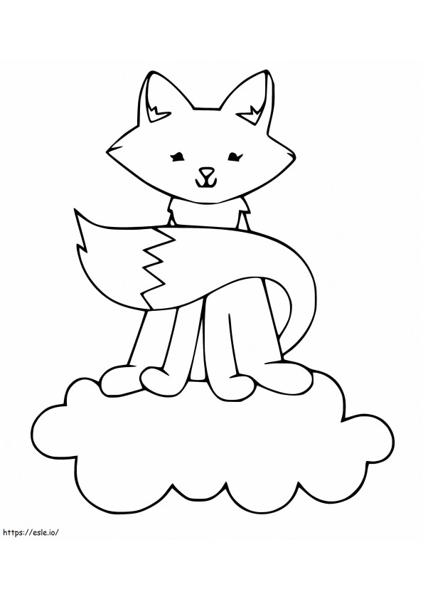 Cute Fox On Cloud Coloring Page coloring page