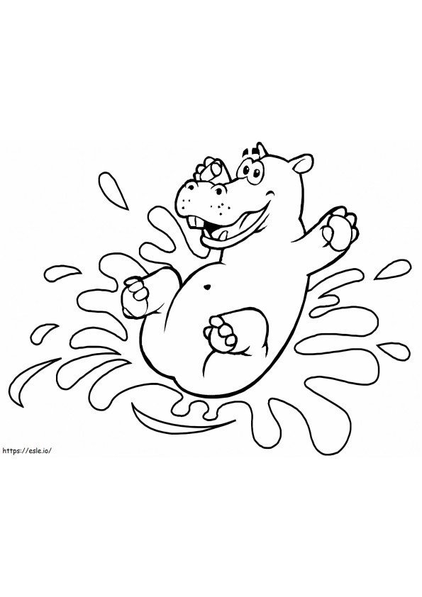 hipopótamo feliz para colorear