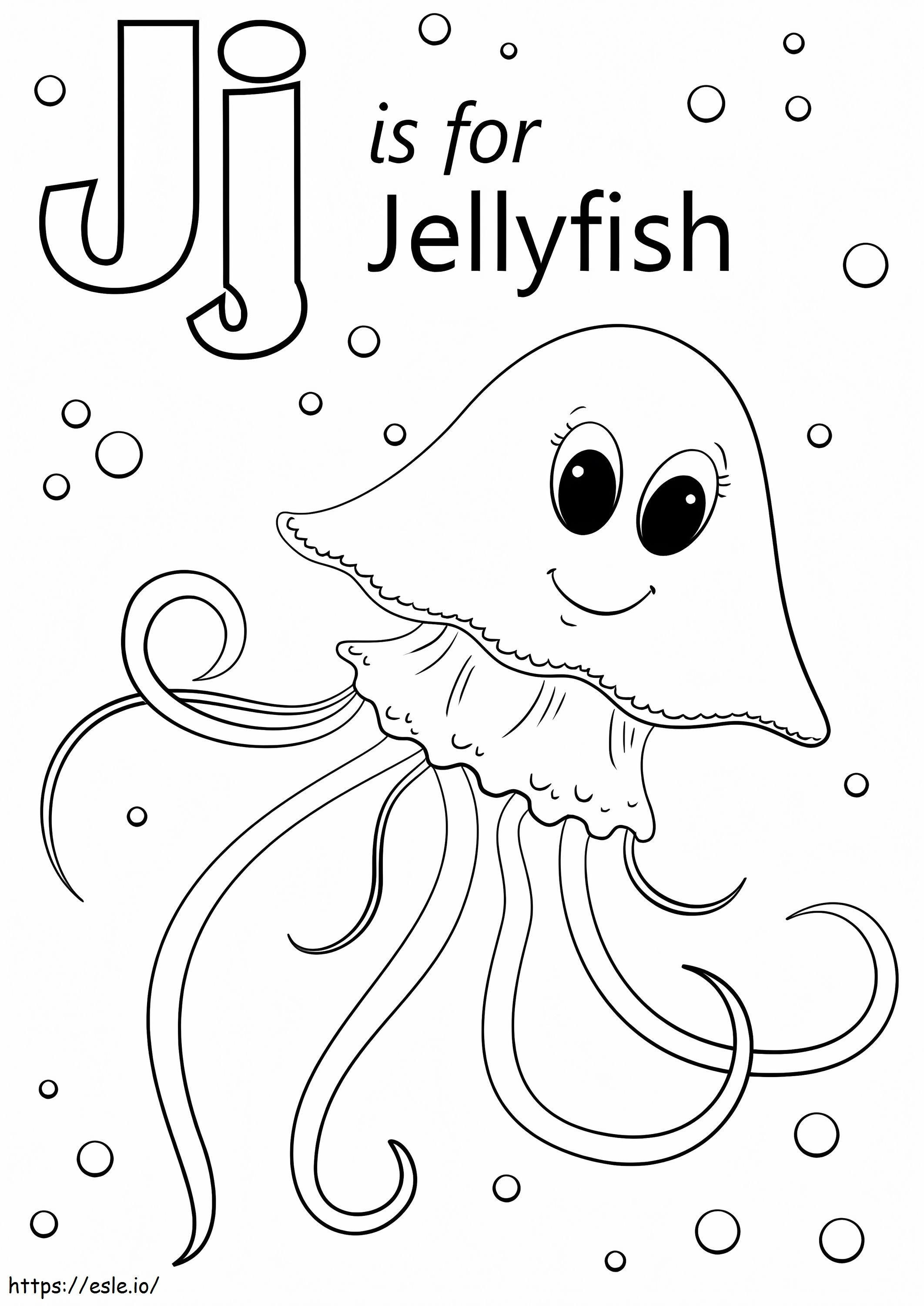 Litera de meduză J de colorat