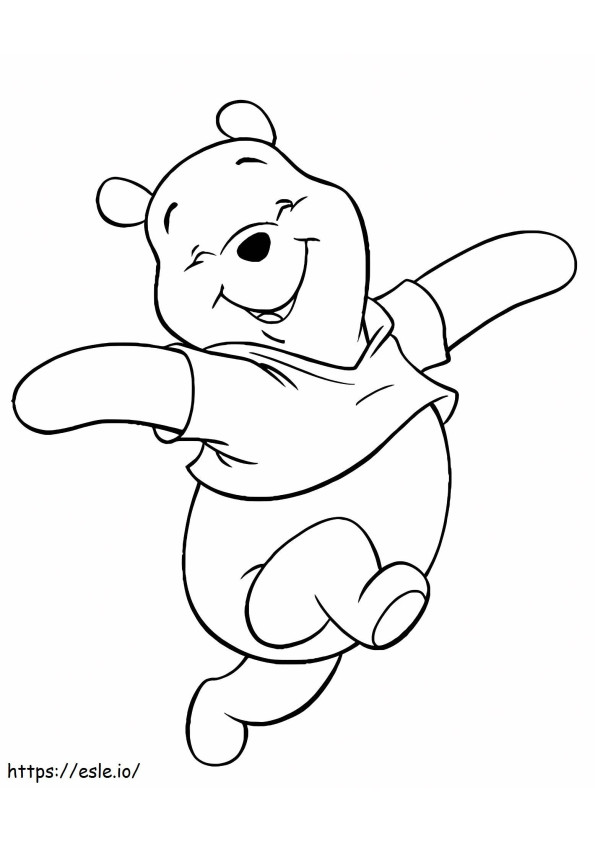 Happy Pooh Running A4 coloring page