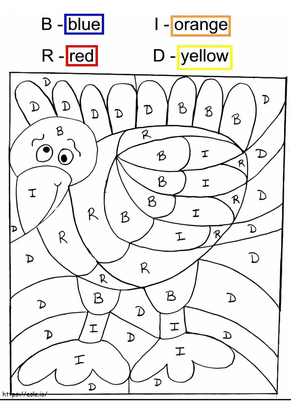 Funny Turkey Thanksgiving Color By Number coloring page
