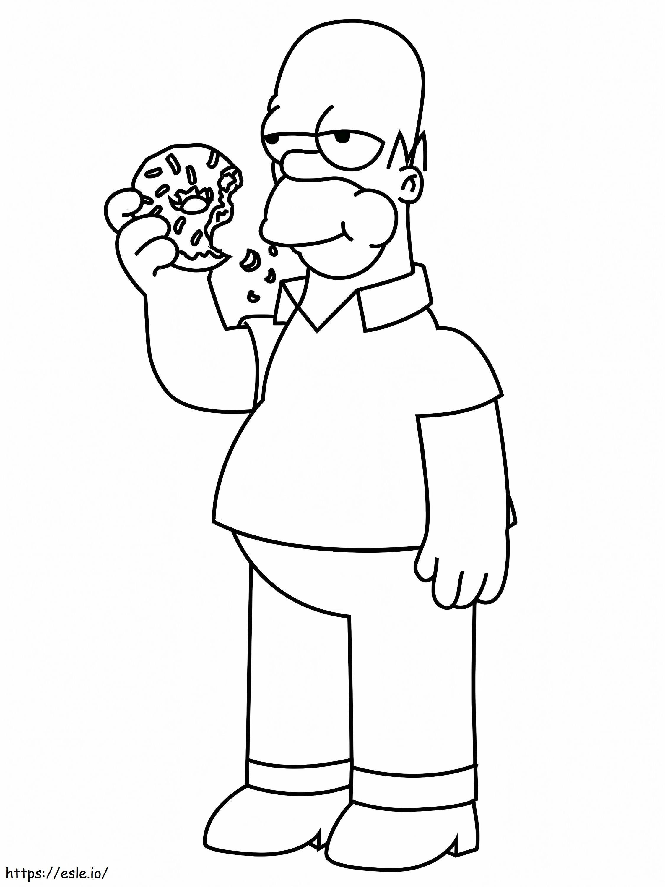 Homer Simpson Con Donut coloring page