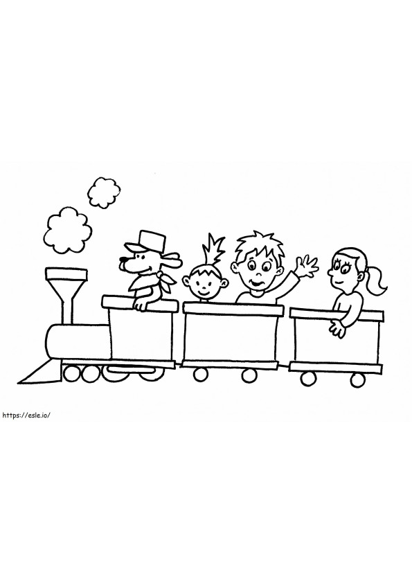 Lasten juna värityskuva