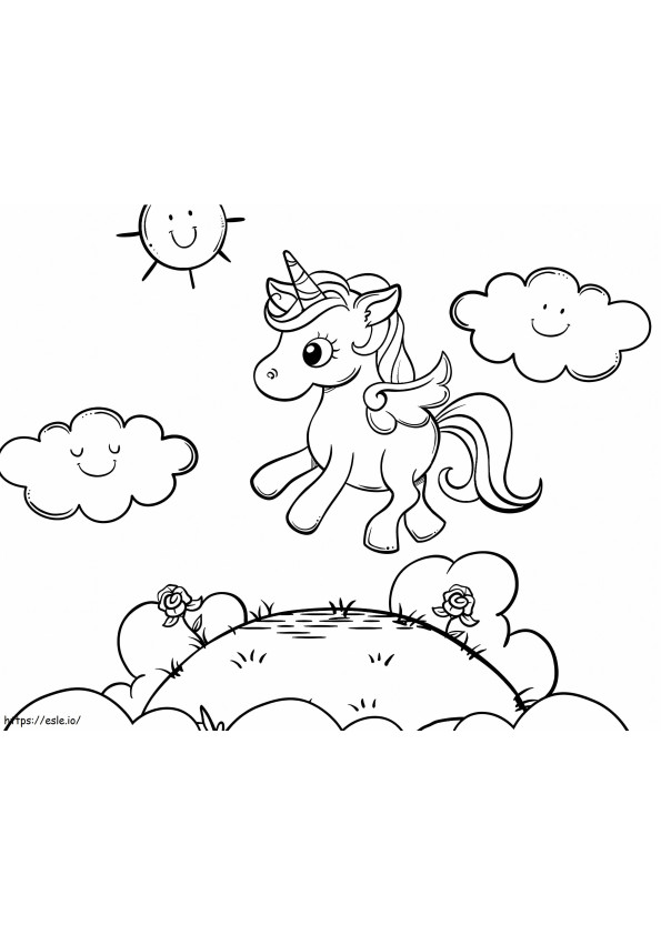 Baby Unicorn Flying coloring page