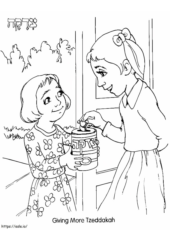Giving More Tzedakah coloring page