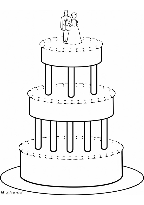 Coloriage Gâteau de mariage 4 à imprimer dessin
