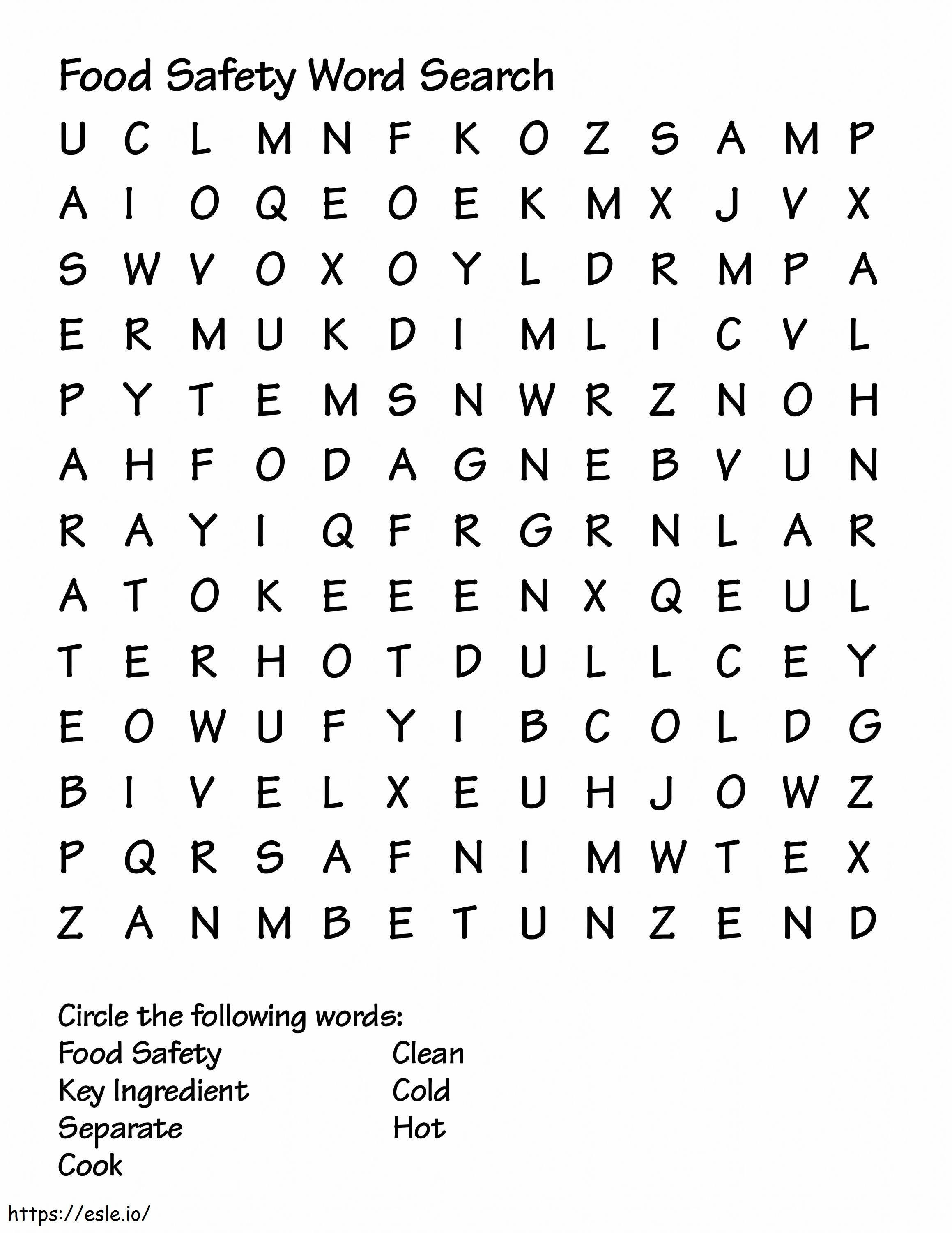 Food Safety Word Search coloring page