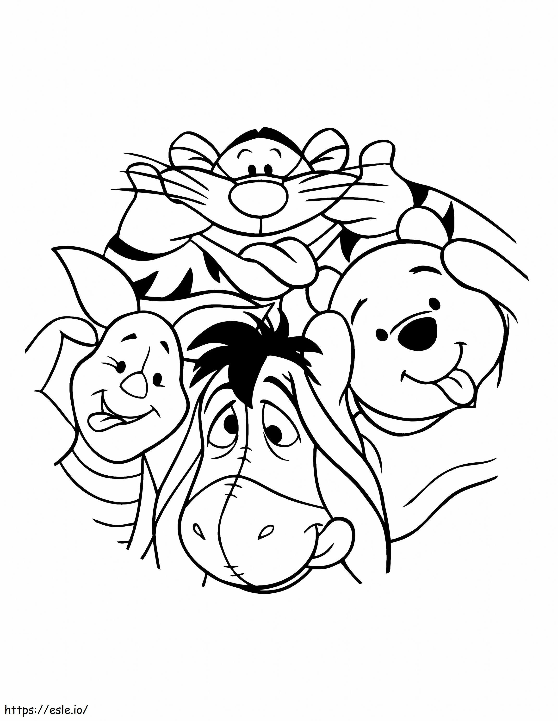 Urso Pooh da Disney e seus amigos para colorir