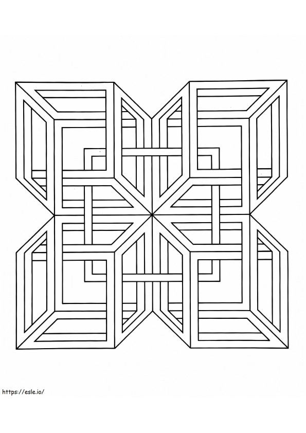 Geometrische komplexe Quadrate ausmalbilder