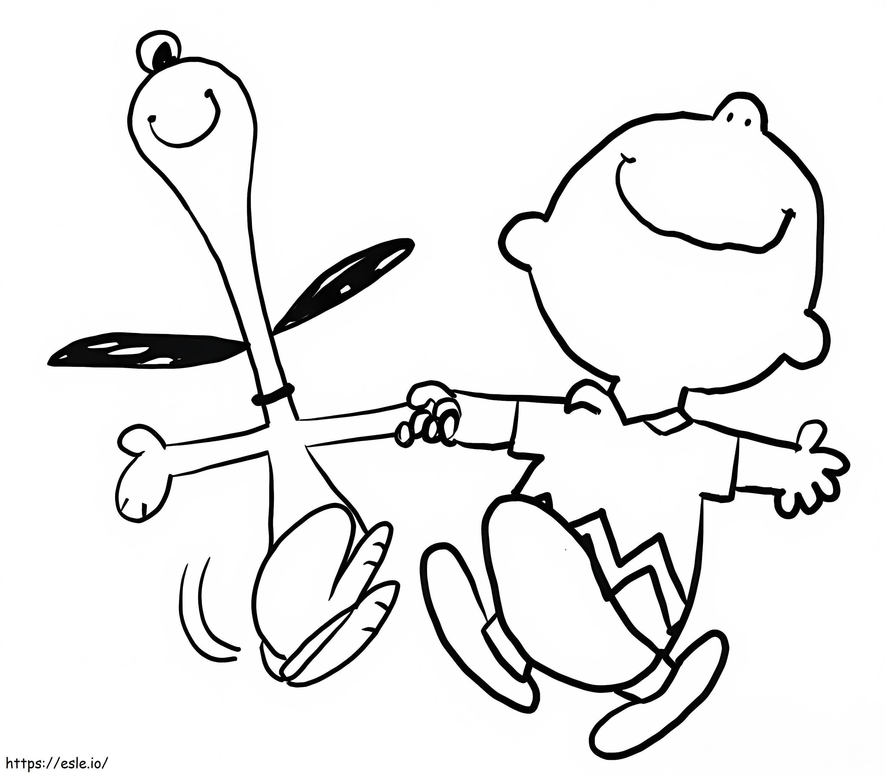 Snoopy feliz y charlie brown para colorear