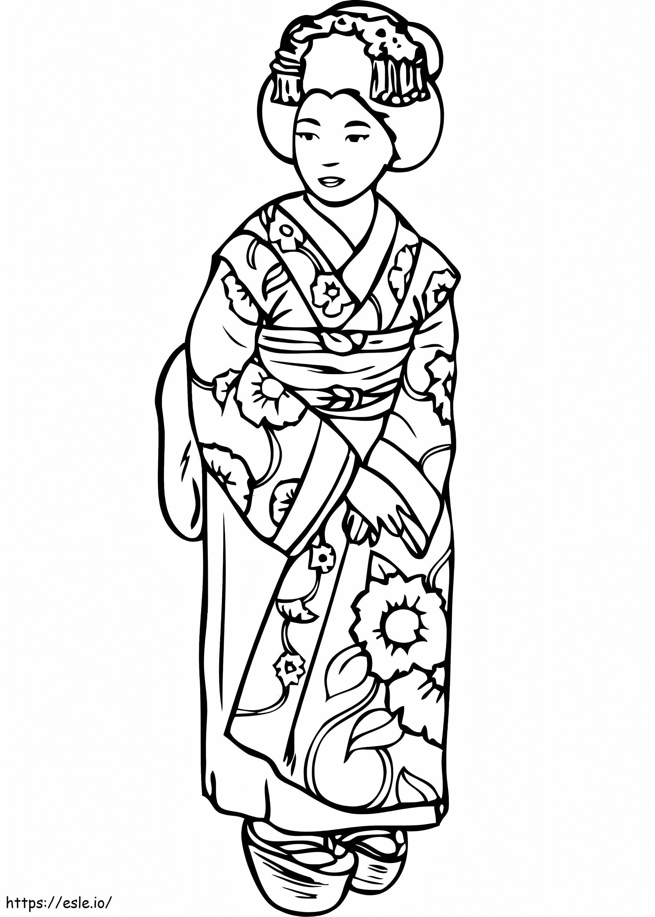 Japanilainen nainen värityskuva