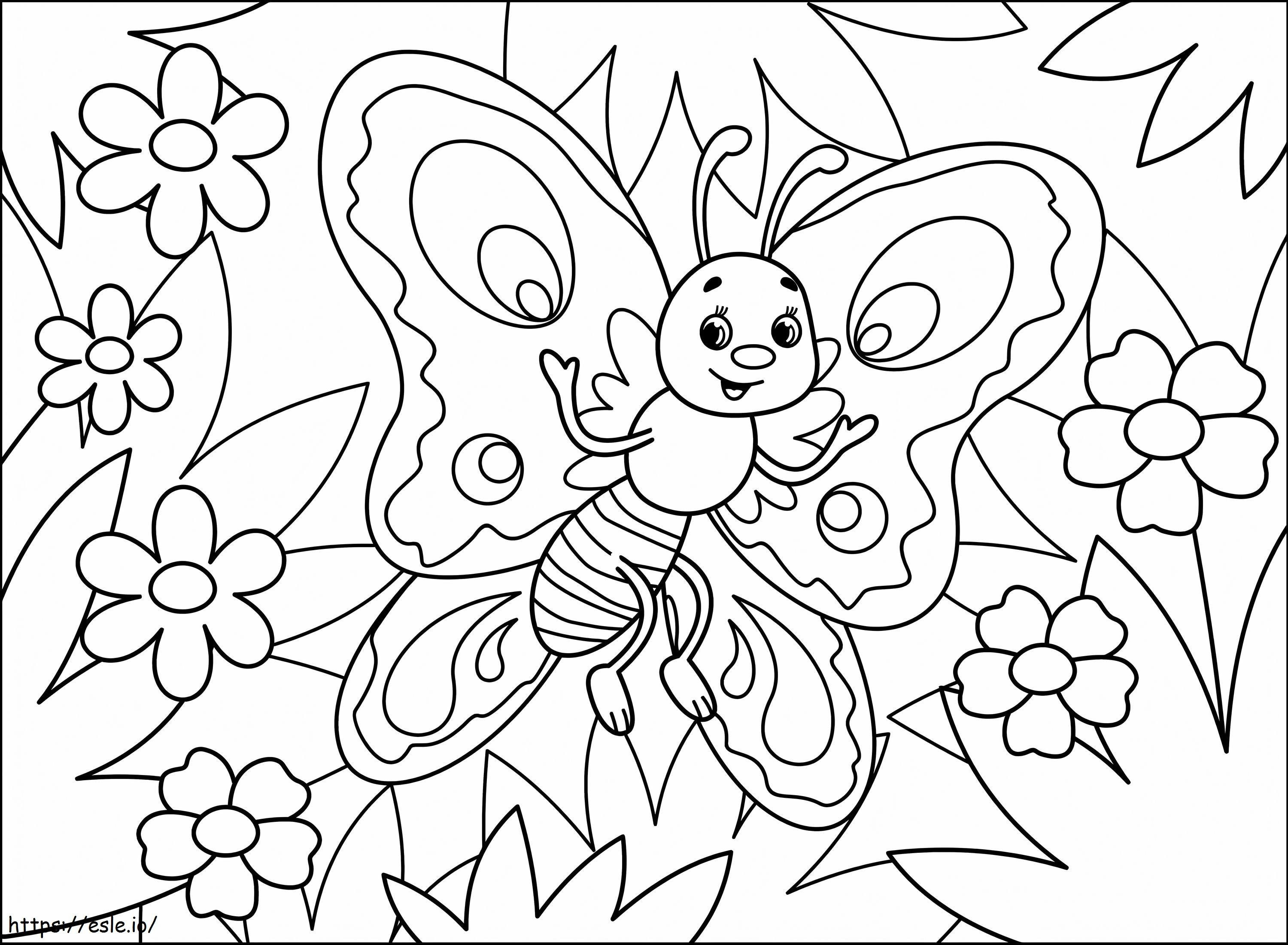 Cartoon vlinder kleurplaat kleurplaat