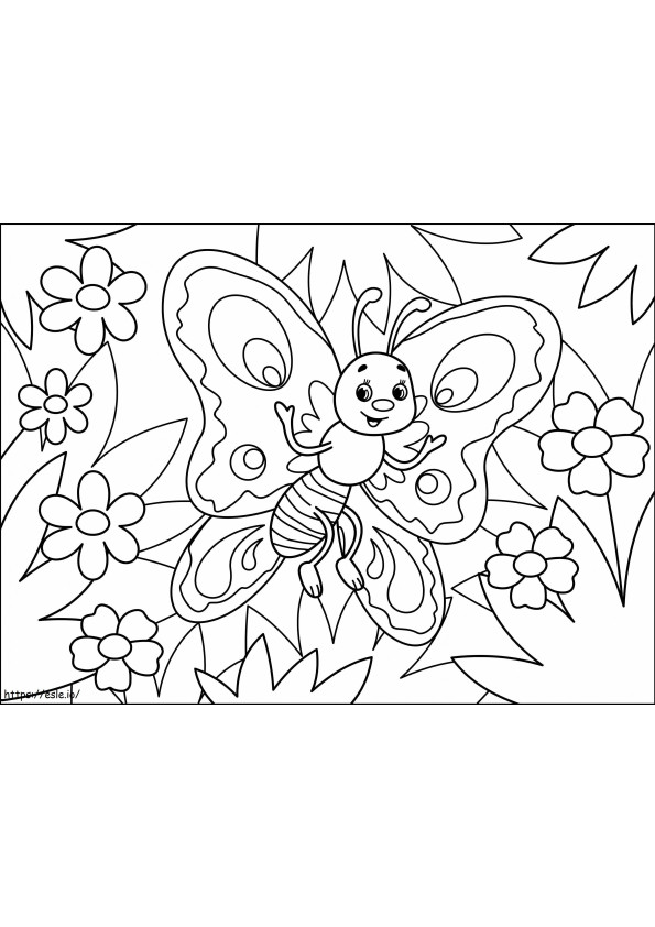 Coloriage Papillon de dessin animé à imprimer dessin