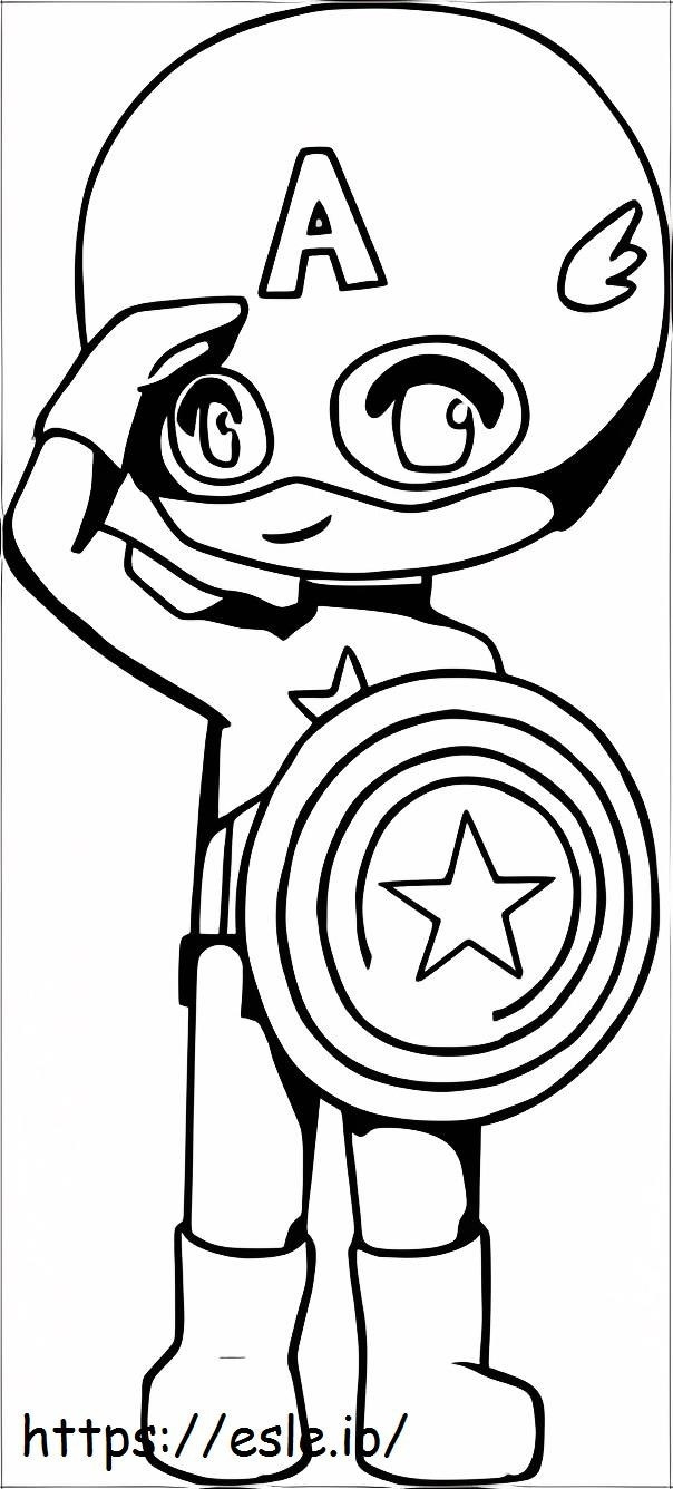 Coloriage Chibi Captain America souriant à imprimer dessin