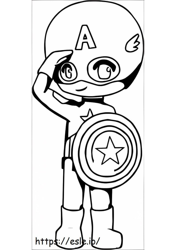 Chibi Captain America Smiling coloring page