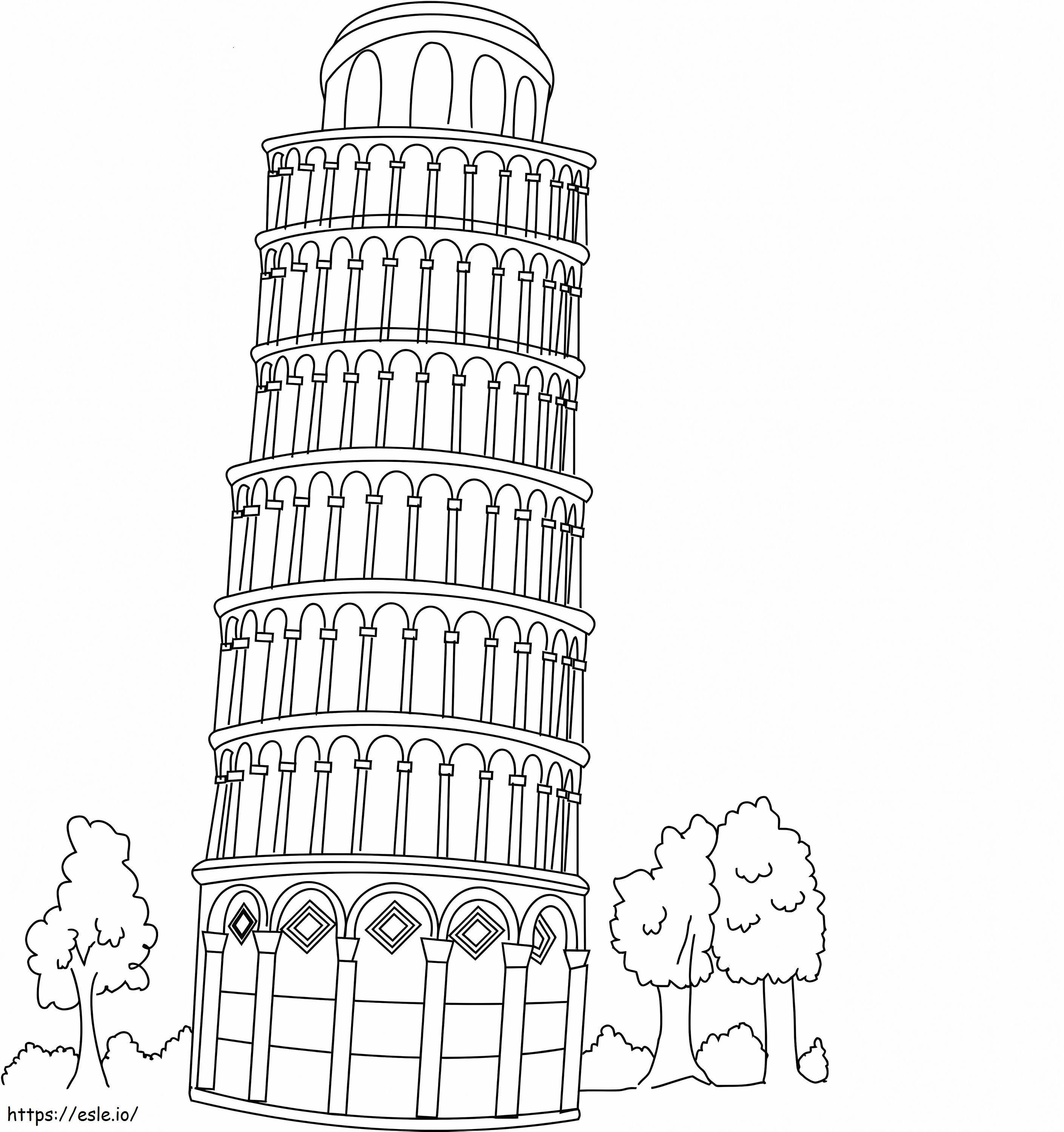 Torre pendente di Pisa da colorare