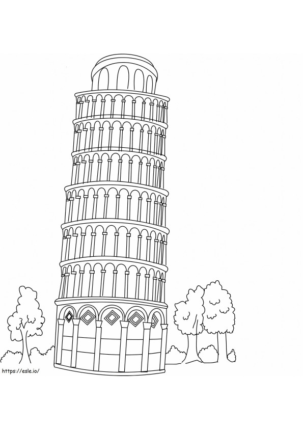 Torre pendente di Pisa da colorare