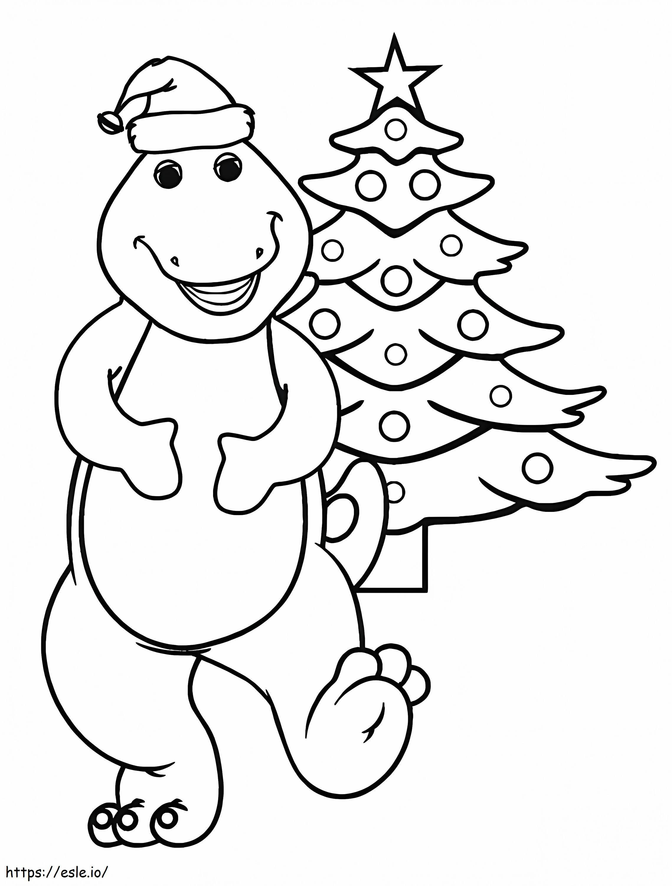 Coloriage Barney et le sapin de Noël à imprimer dessin