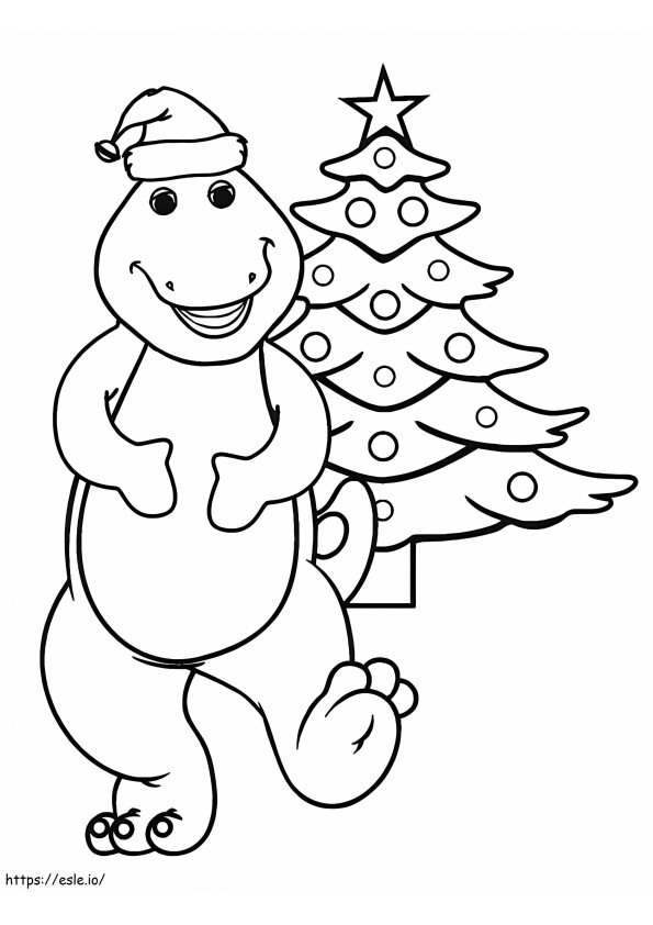 Barney en de kerstboom kleurplaat