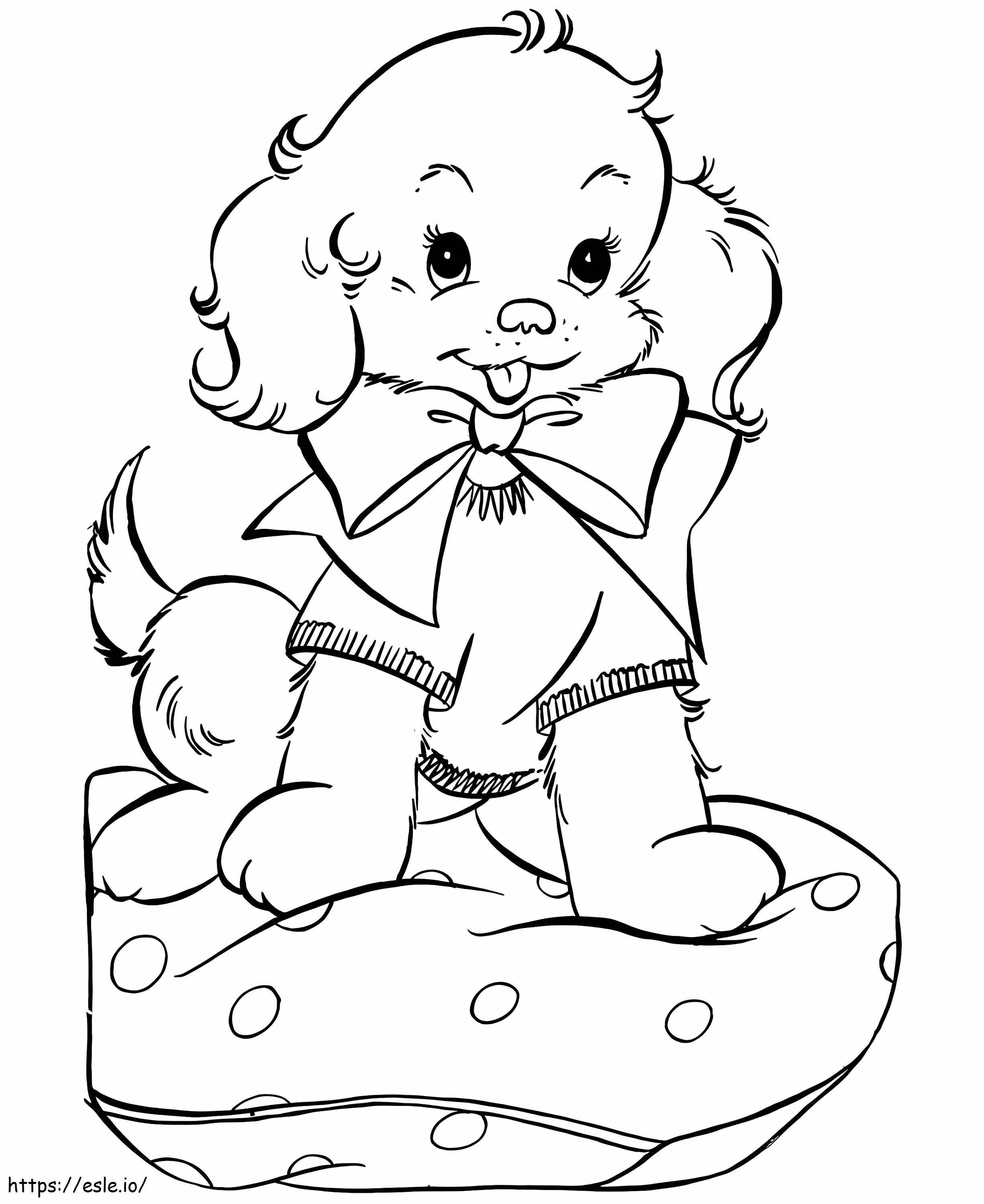 Cute Puppy On Pillow coloring page