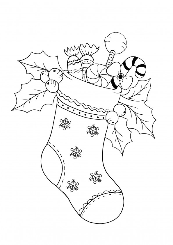 Christmas stocking to print for free and color