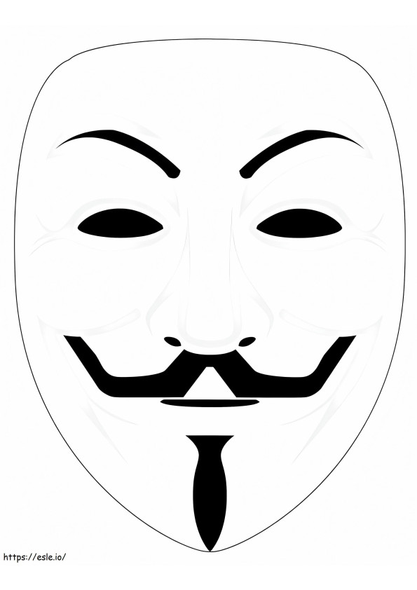 Coloriage Guy Fawkes Masque taille M/L à imprimer dessin
