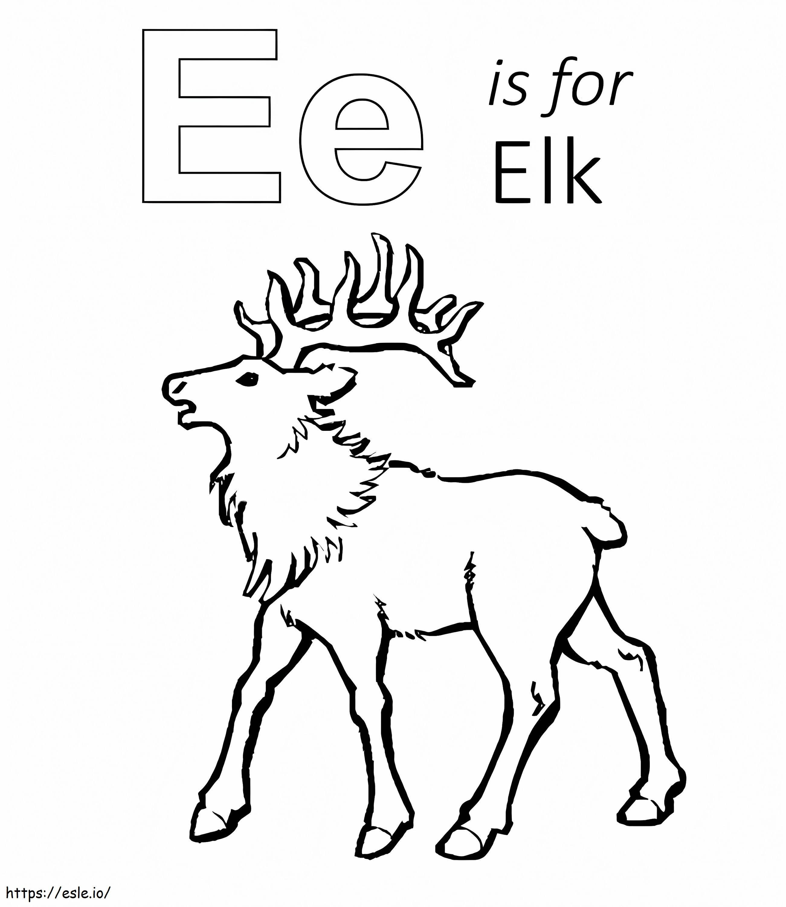 E este pentru Elk de colorat
