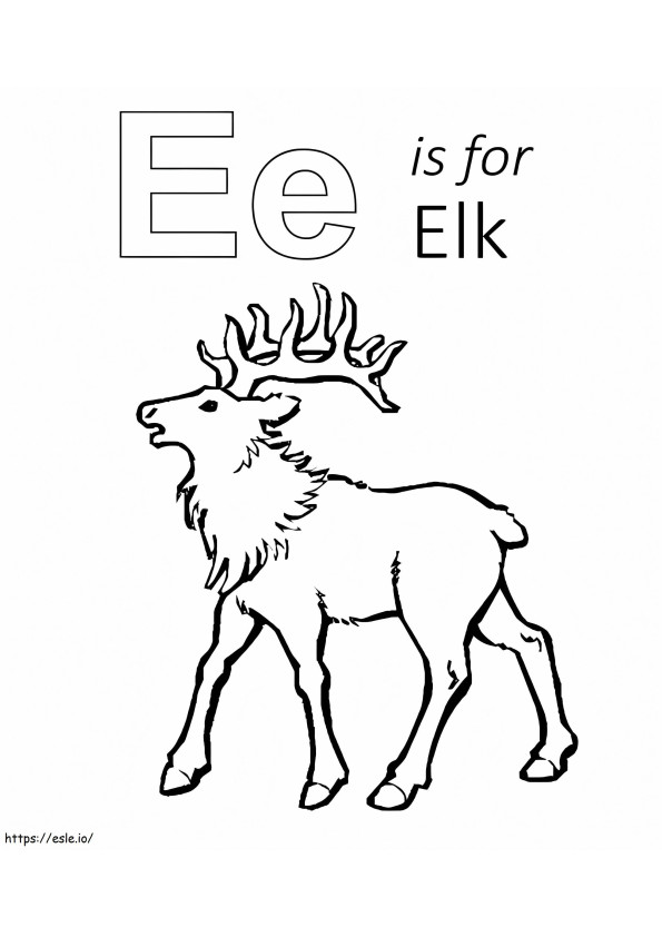 E este pentru Elk de colorat