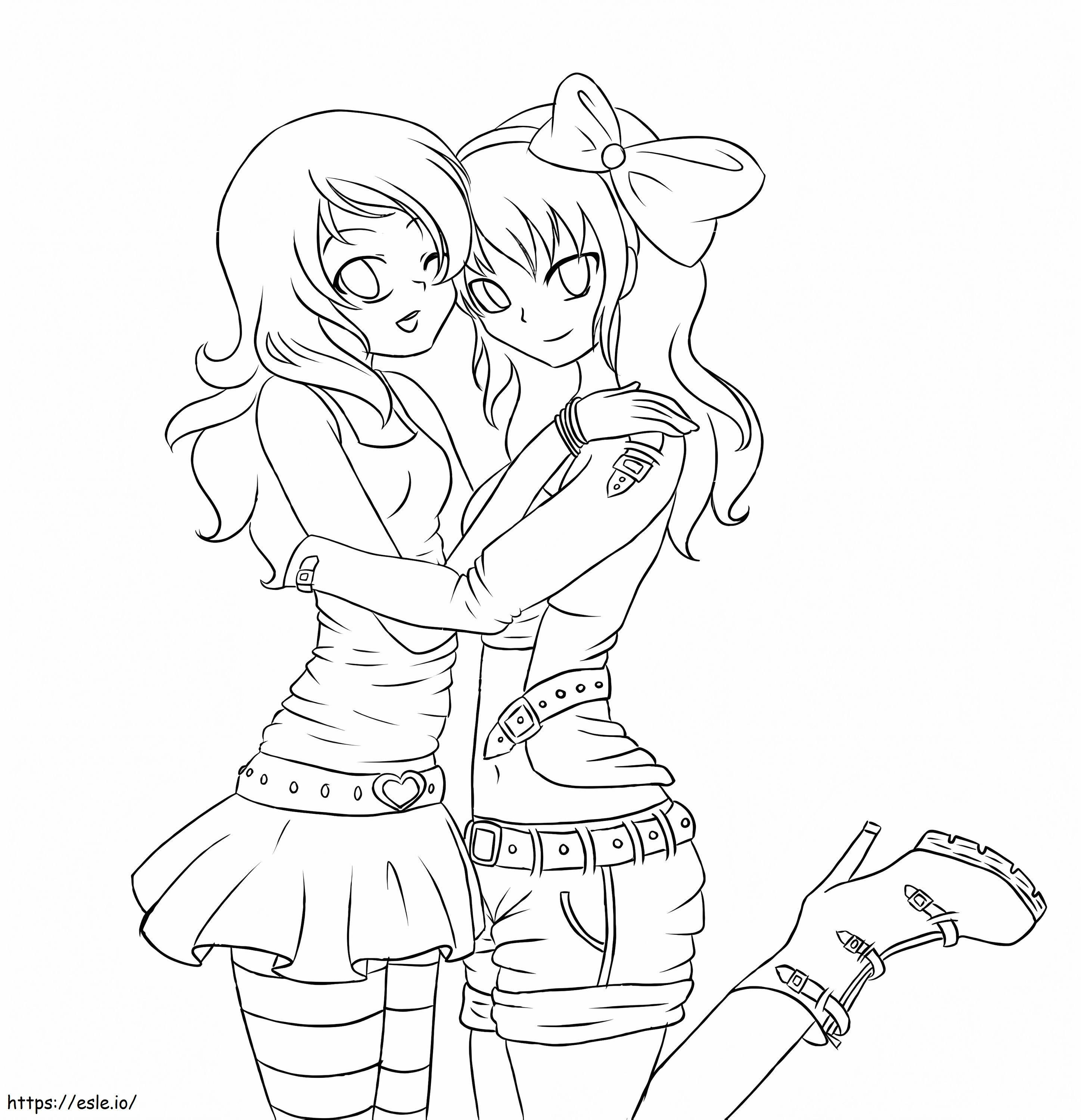 Melhores amigas de garotas de anime para colorir