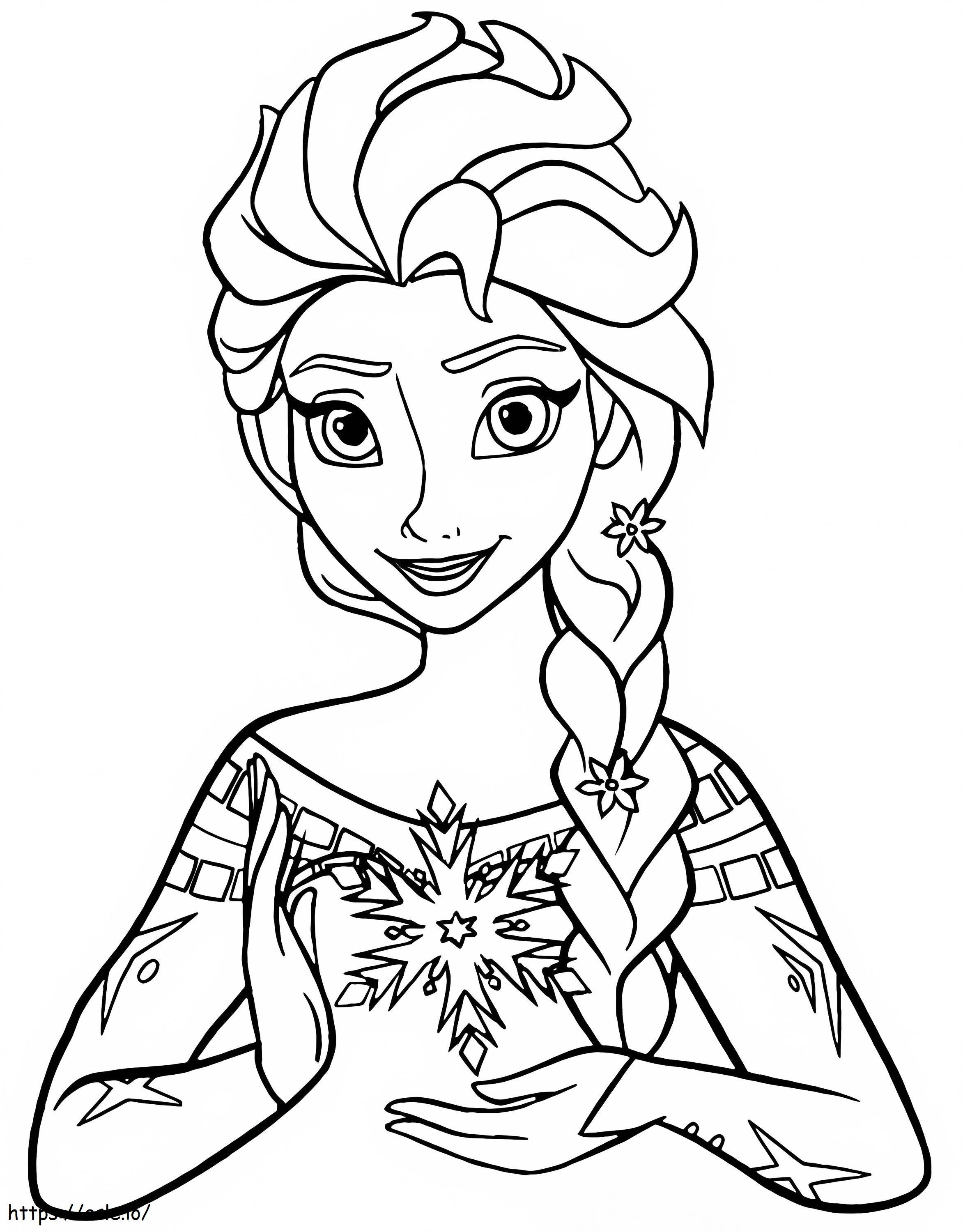Elsa esta sonriendo para colorear
