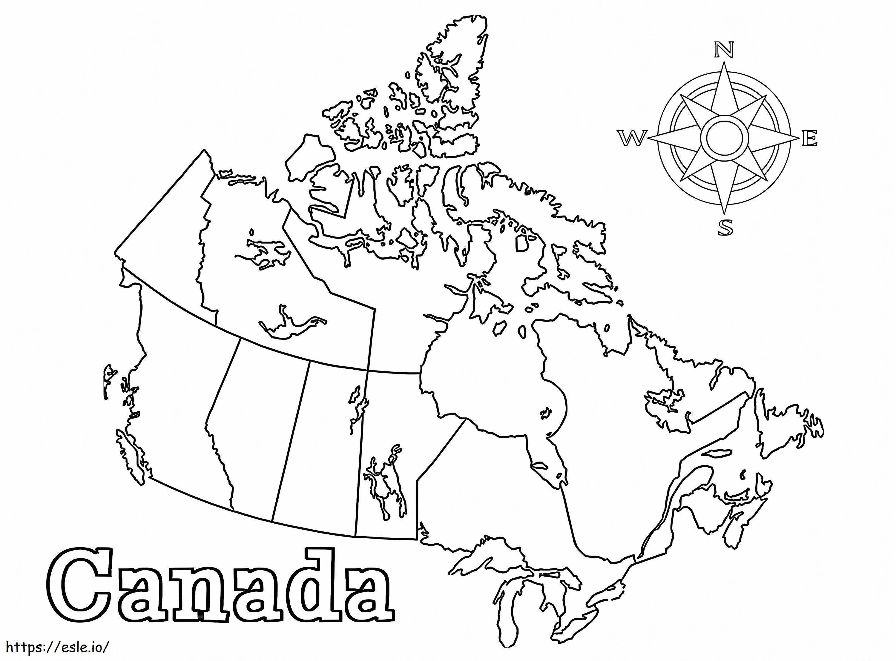 Kaart van Canada 1 kleurplaat kleurplaat