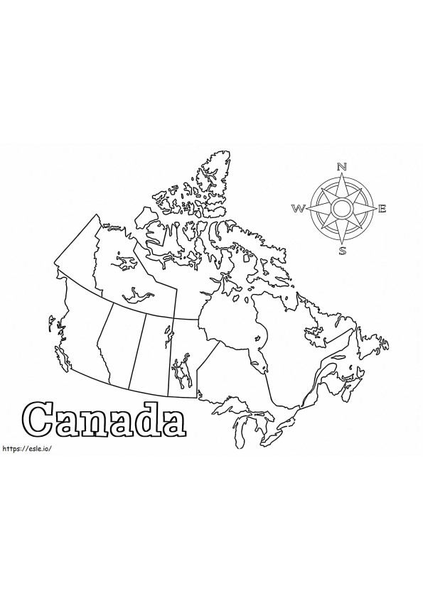 Kaart van Canada 1 kleurplaat