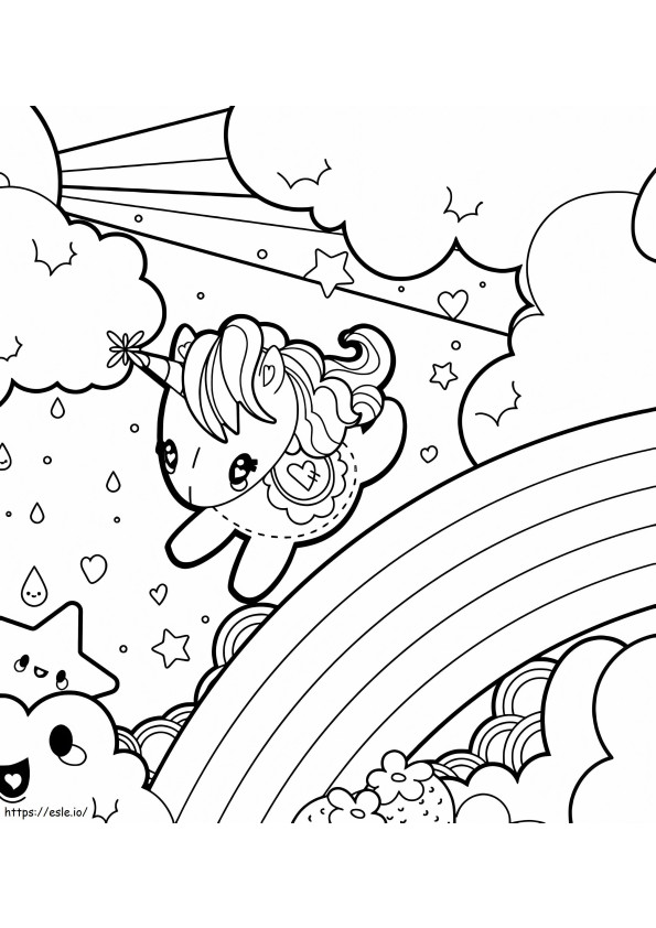 Baby Unicorn In Magical Sky A4 coloring page