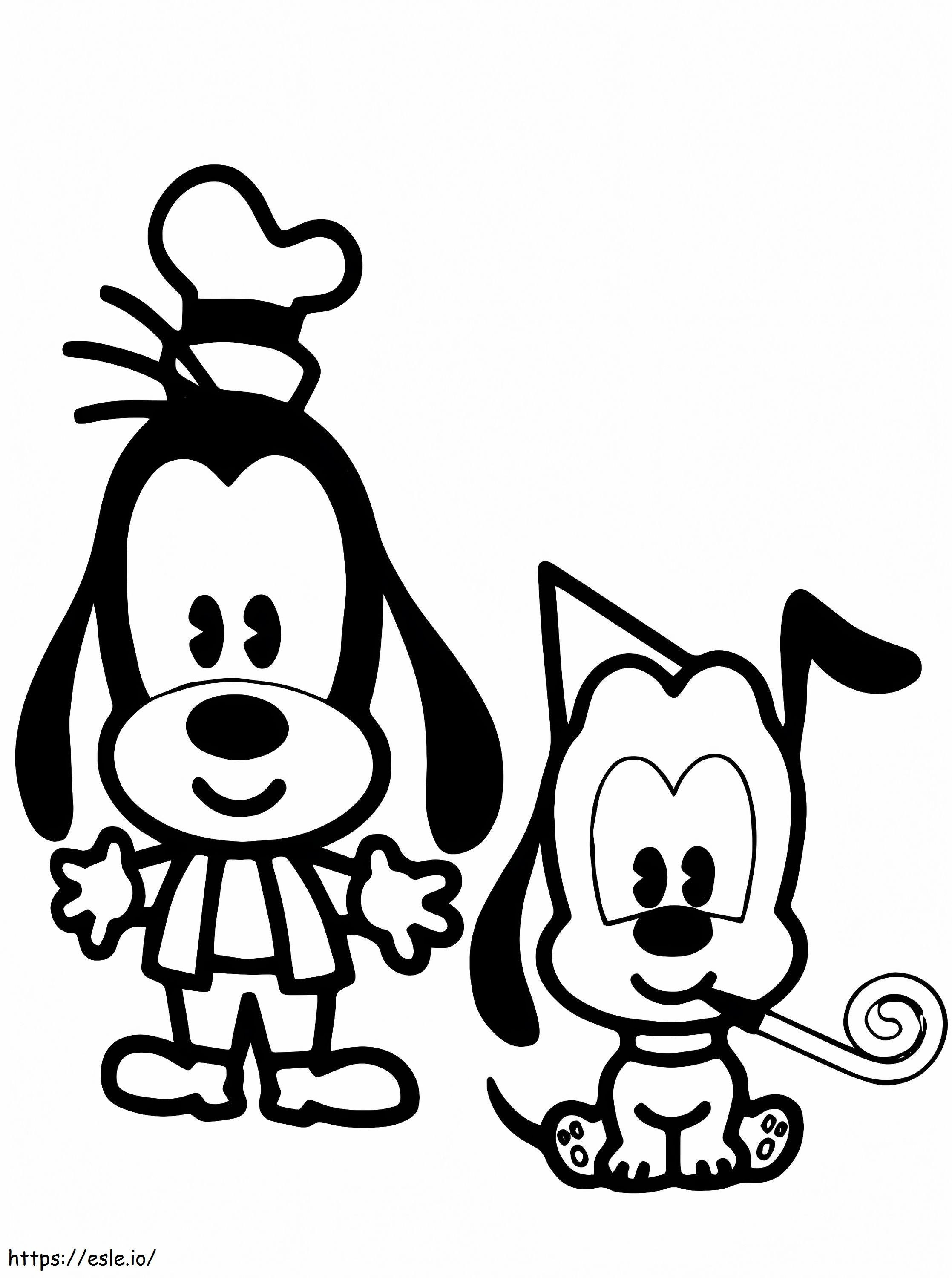 Pippo e Pluto Disney Cuties da colorare