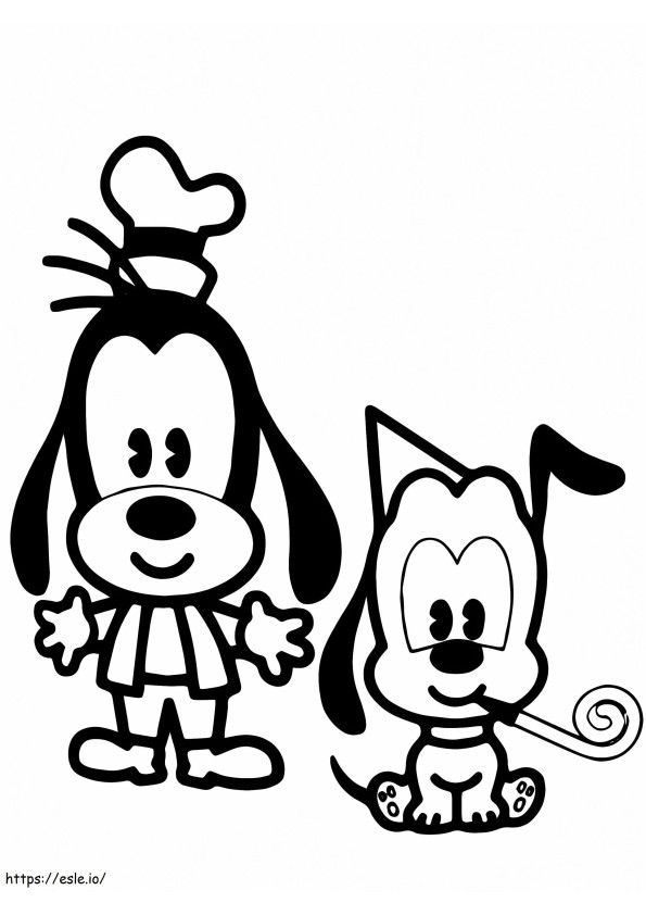 Coloriage Dingo et Pluto Disney Cuties à imprimer dessin