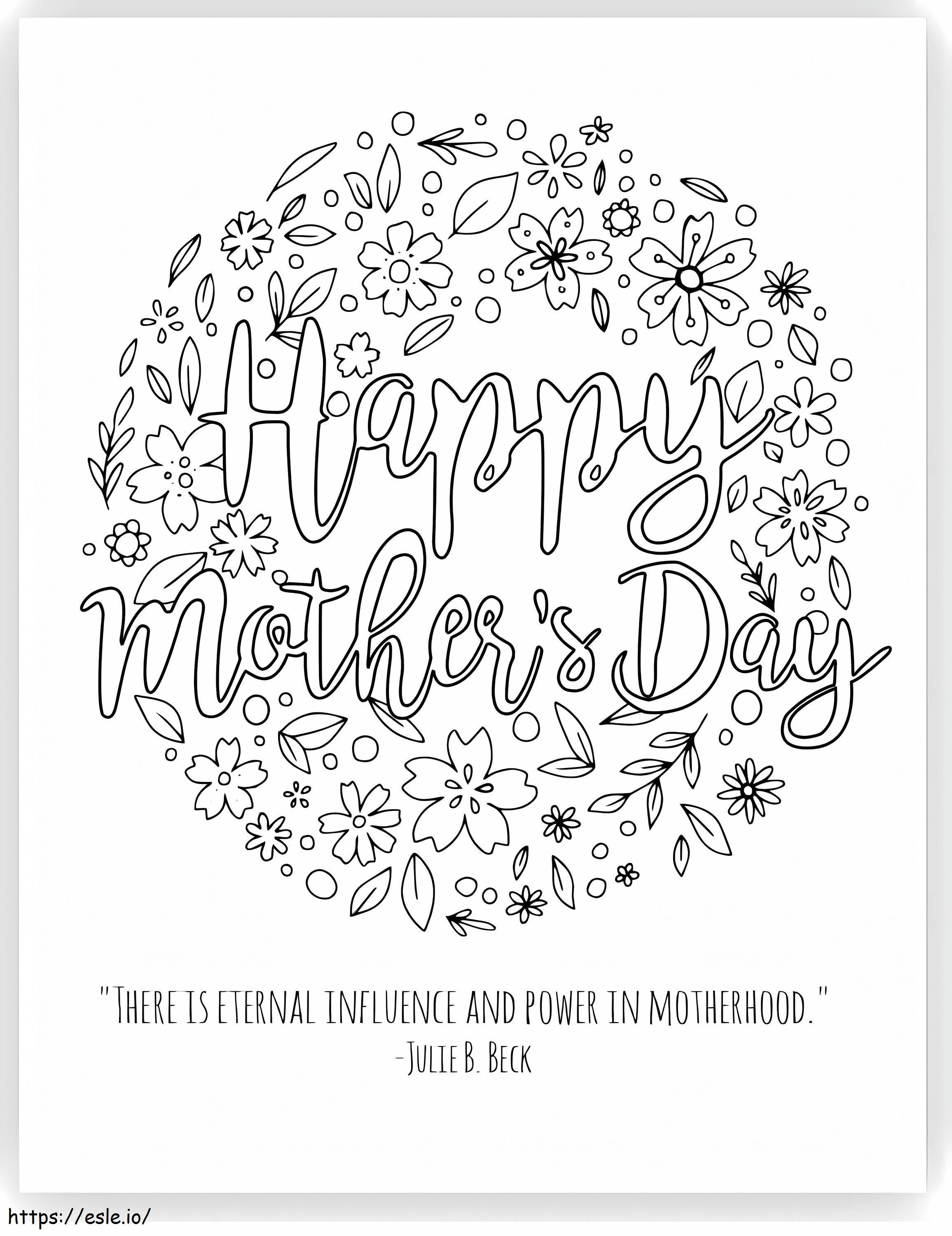 Karta Szczęśliwego Dnia Matki kolorowanka