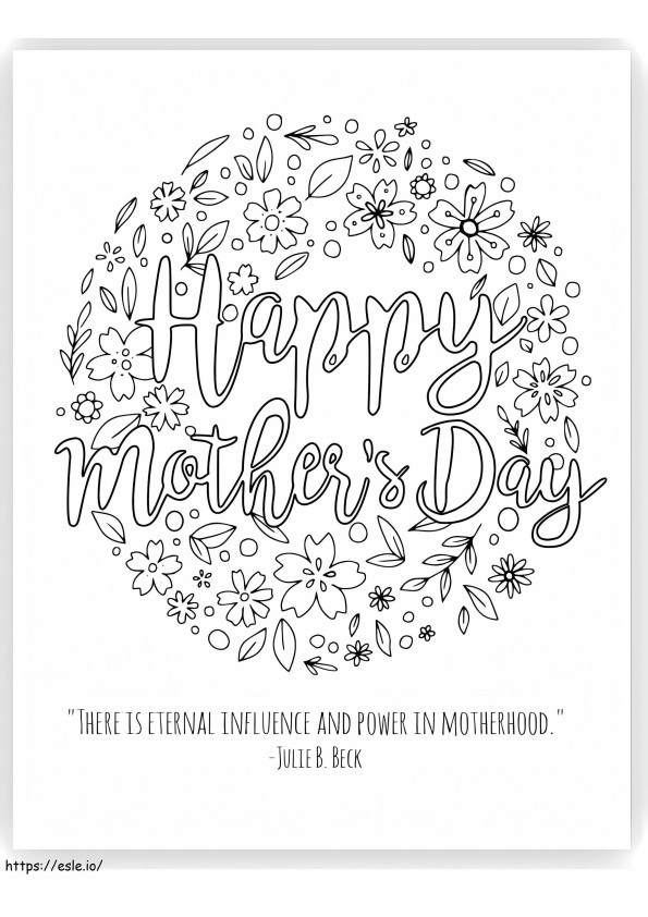 Cartão de feliz dia das mães para colorir