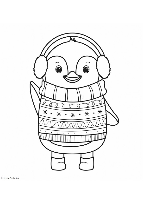Cute Penguin In Winter coloring page