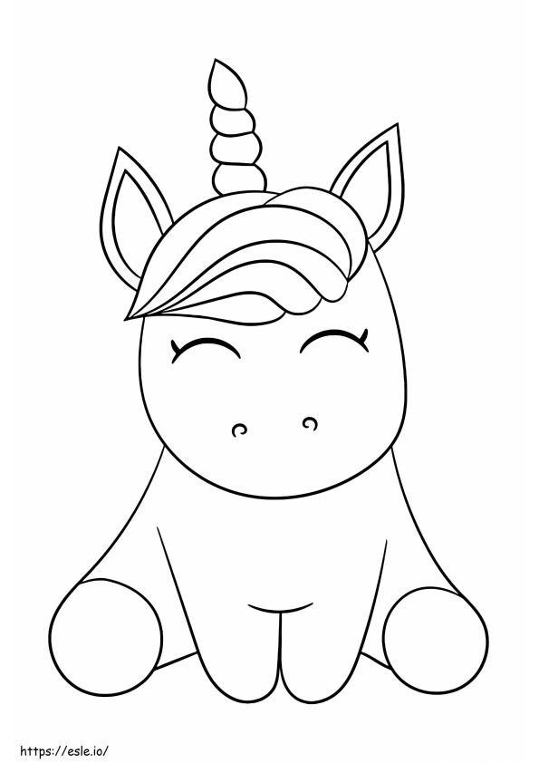 Easy Unicorn Sitting coloring page