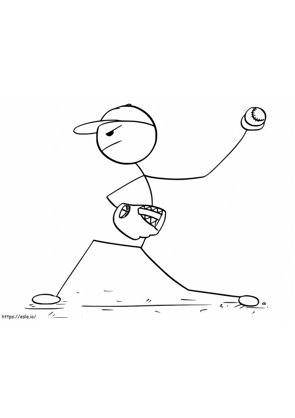 Coloriage stickman, jouer base-ball à imprimer dessin