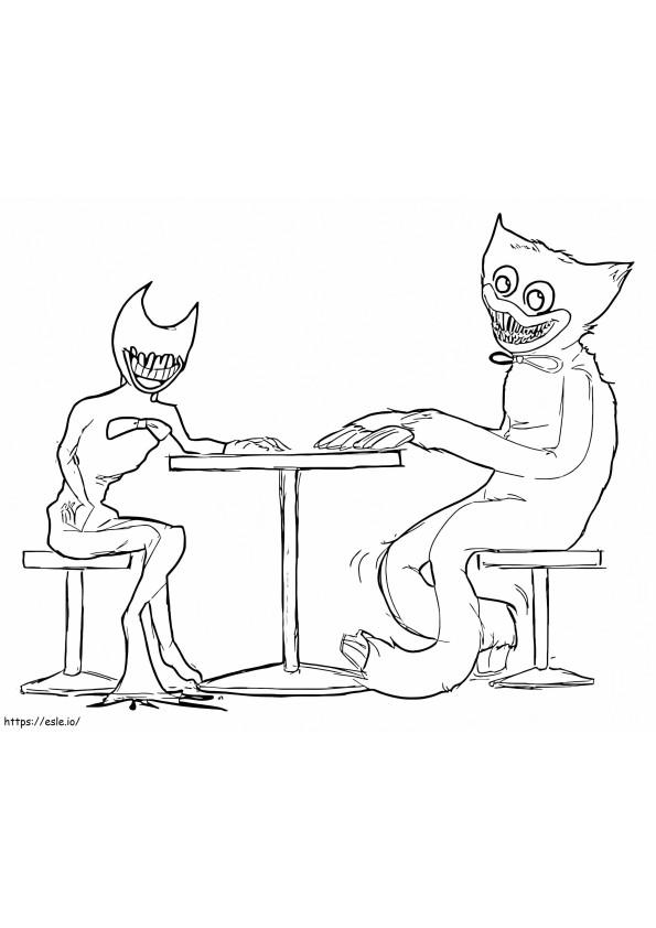 Huggy Wuggy Et Bendy coloring page
