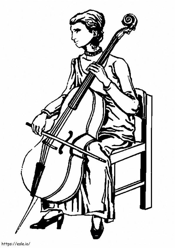 A Woman Playing Cello coloring page