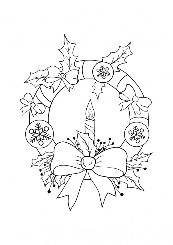 wonderful Christmas wreath coloring and free printing