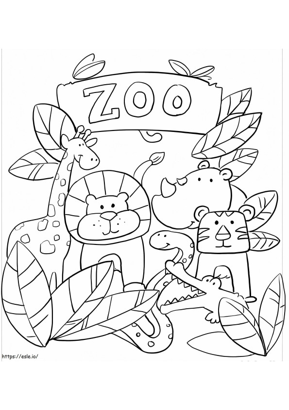 Animais do Zoológico 1 para colorir
