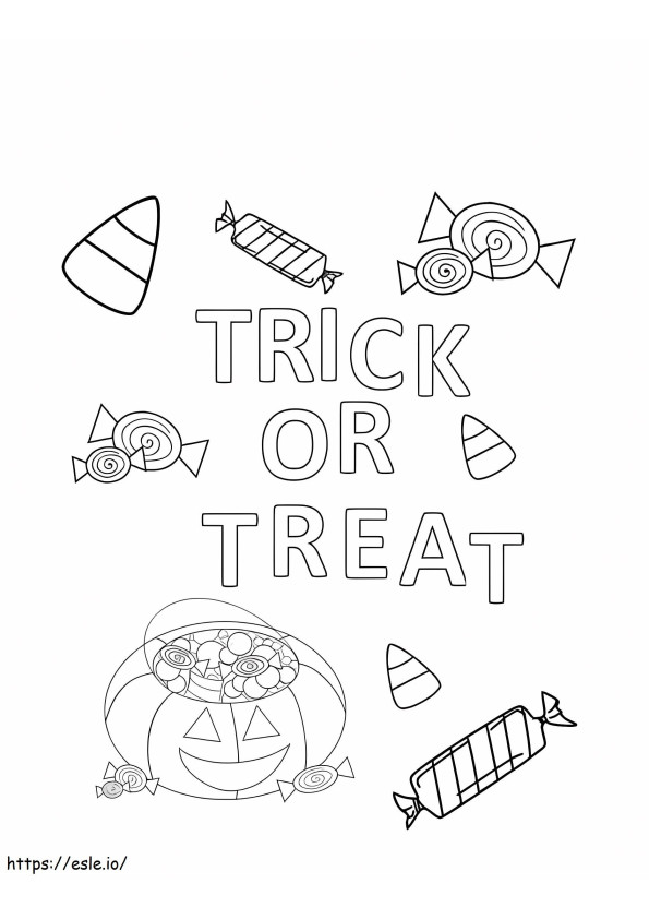 Trick or treat-snoep kleurplaat